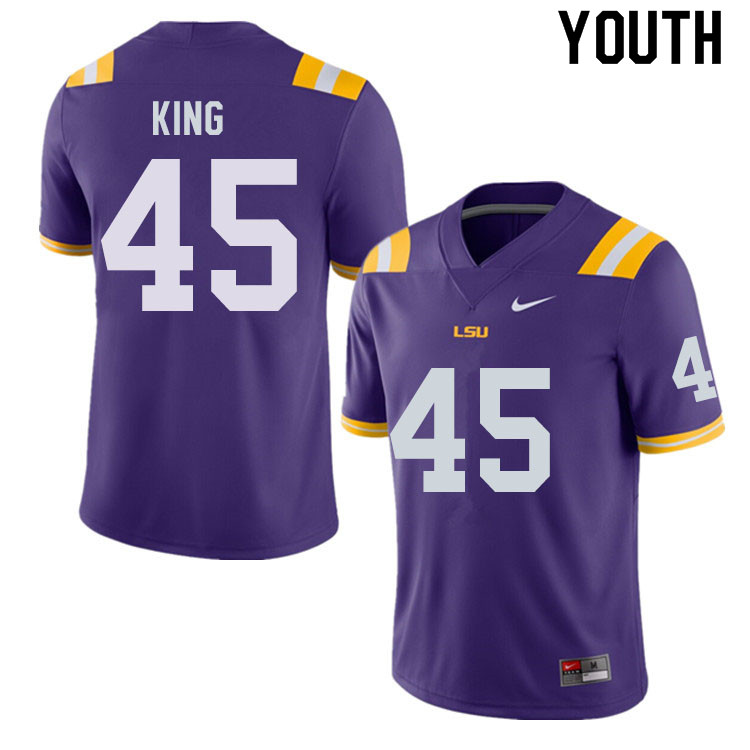 Youth #45 Stephen King LSU Tigers College Football Jerseys Sale-Purple
